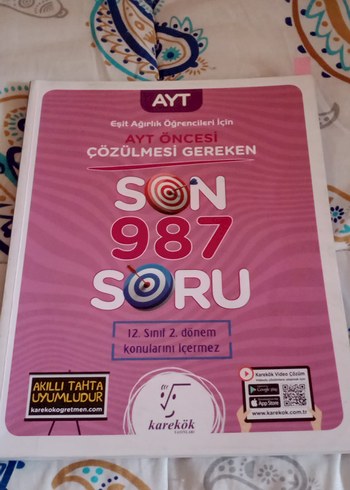 Karekök yayınları AYT Öncesi Son 987 Soru Kitabı