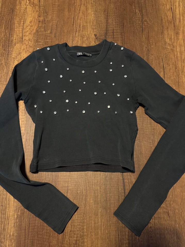 Gri Pul Detaylı Kadın Triko Kazak - Görsel 2