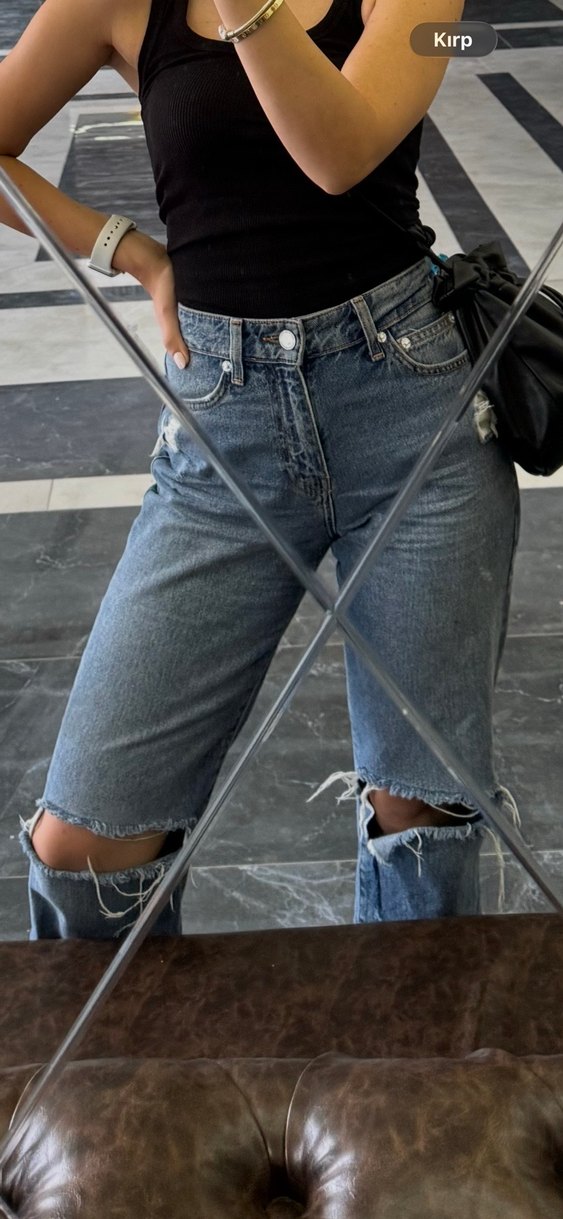 Loosen Fit Yırtık Detaylı Jean - Görsel 2