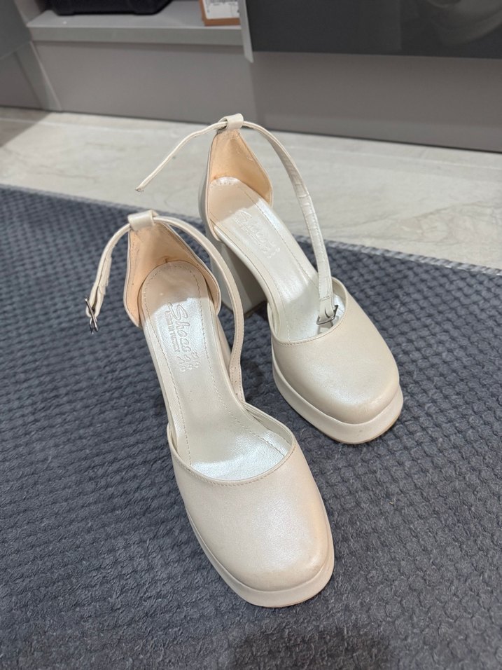 Beyaz Platform Topuklu Kadın Abiye Ayakkabı - Görsel 3