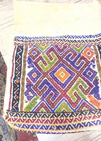 Nakışlı Çok Renkli Geleneksel Halı heybe el dokuma - Görsel 2