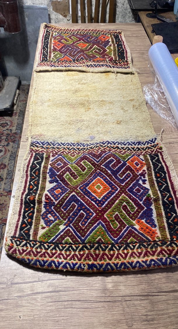 Nakışlı Çok Renkli Geleneksel Halı heybe el dokuma - Görsel 3