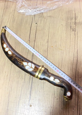 Oyma Detaylı Kahverengi Bıçak ve Kını - Görsel 3