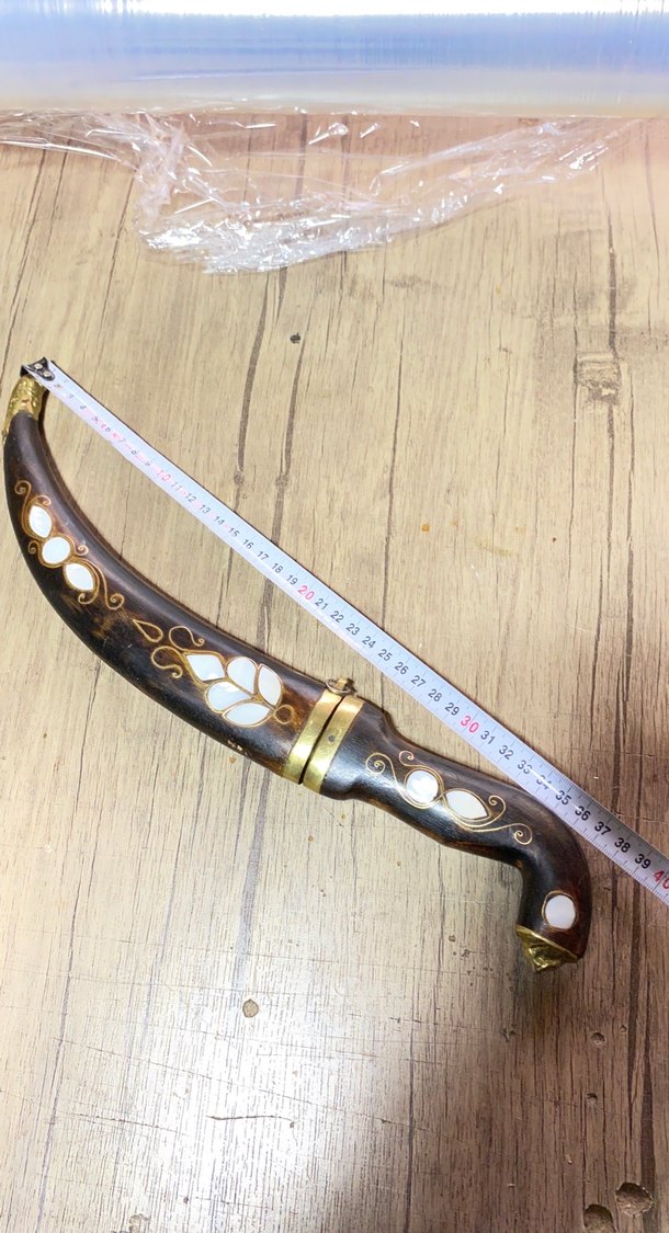 Oyma Detaylı Kahverengi Bıçak ve Kını - Görsel 3