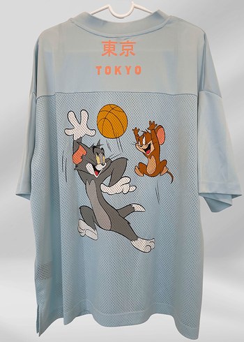 Mavi Oversize Spor Tişört Tom Ve Jerry - Görsel 2