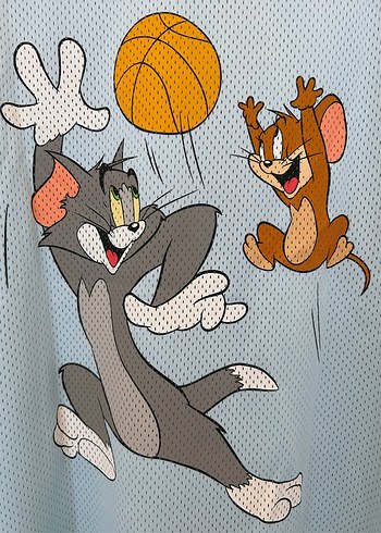 Mavi Oversize Spor Tişört Tom Ve Jerry - Görsel 3