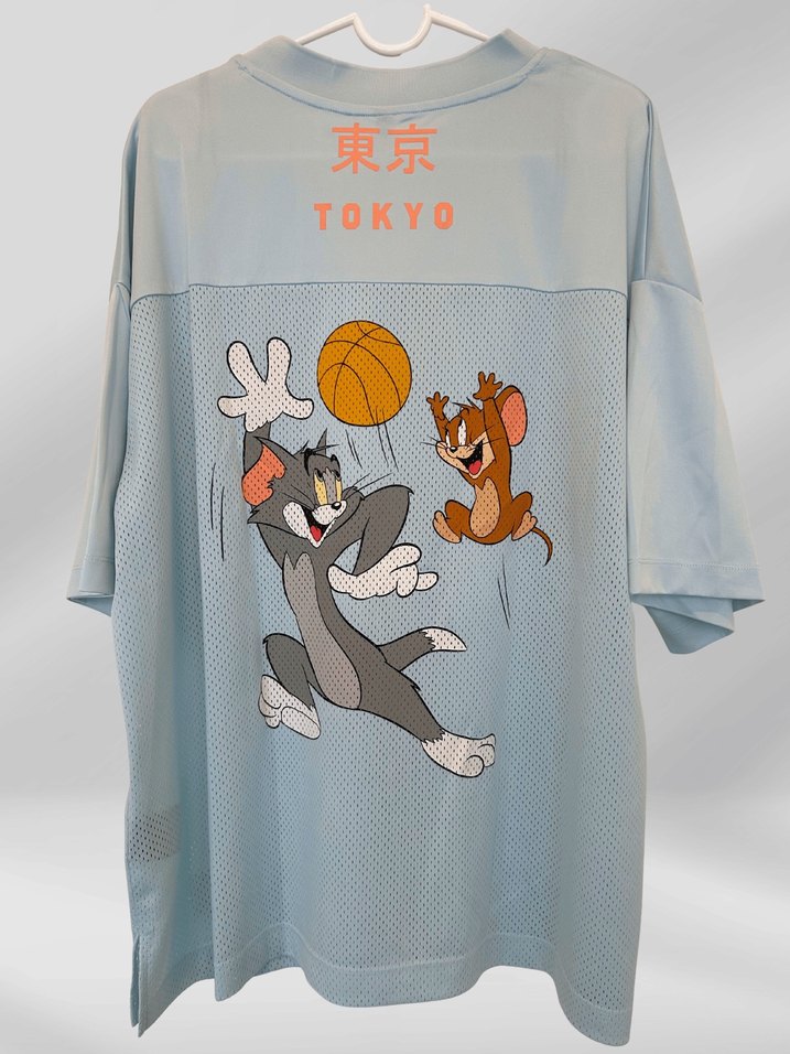 Mavi Oversize Spor Tişört Tom Ve Jerry - Görsel 2