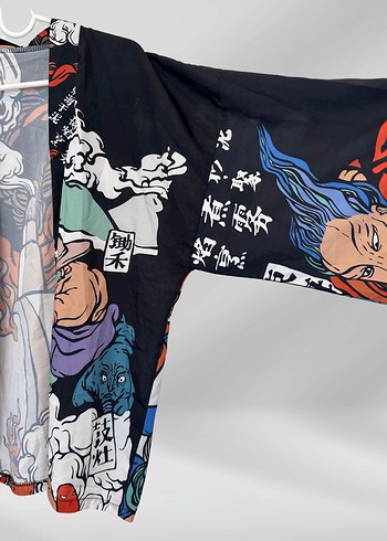 Desenli Kadın Kimono, Salaş Kesim, Uzun Kollu - Görsel 4