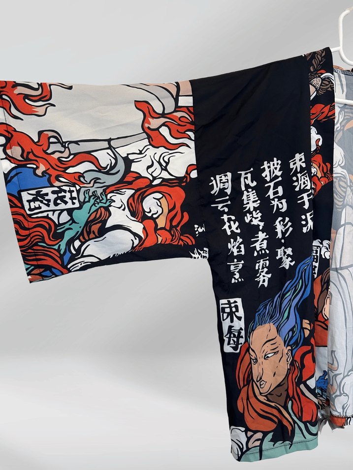 Desenli Kadın Kimono, Salaş Kesim, Uzun Kollu - Görsel 3