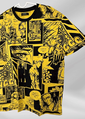 Sarı Baskılı Erkek Tişört - Görsel 2