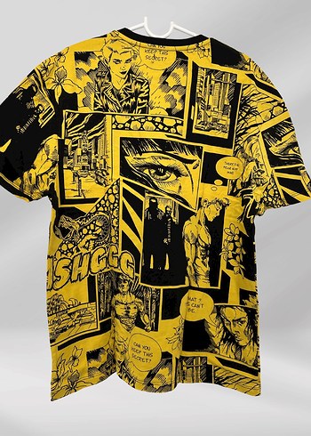 Sarı Baskılı Erkek Tişört - Görsel 4