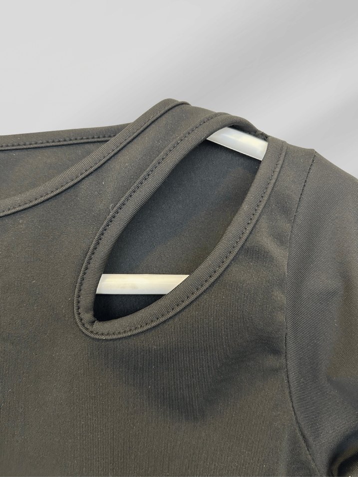 Siyah Uzun Kollu Crop Bluz - Görsel 2