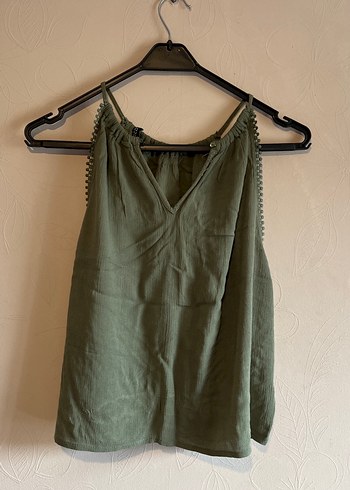 Halter Yaka Haki Yeşil Bluz - Görsel 2