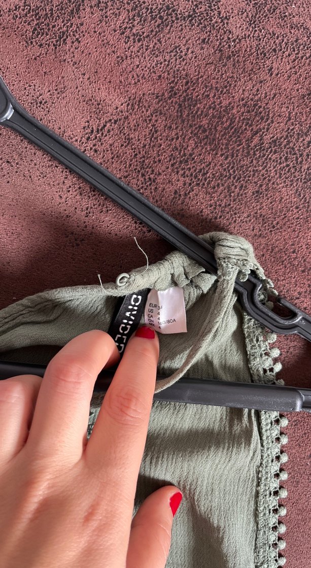 Halter Yaka Haki Yeşil Bluz - Görsel 3