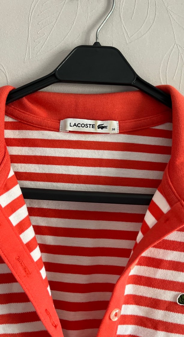 Kadın Kırmızı Çizgili Polo Tişört - Görsel 3