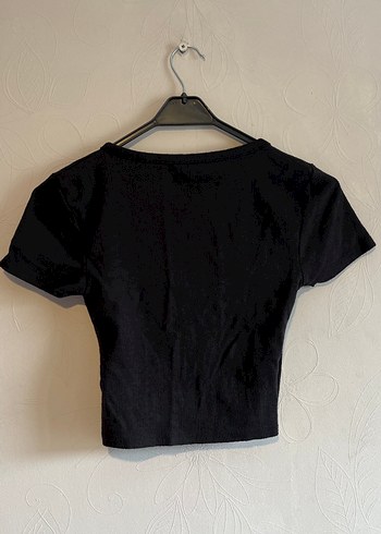 Siyah Kemerli V Yaka Kısa Kollu Bluz - Görsel 2