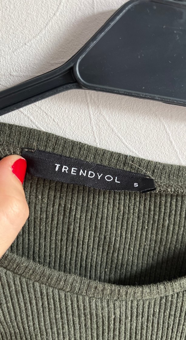 Drapeli Kısa Kollu Haki Kadın Elbise - Görsel 3