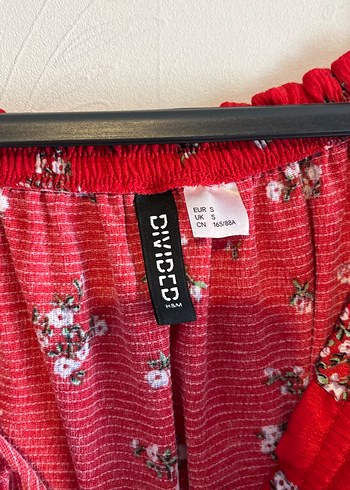 Kırmızı Çiçek Desenli Uzun Kollu Crop Bluz - Görsel 4