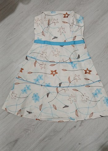 2000 ler Nakışlı Beyaz vintage Elbise