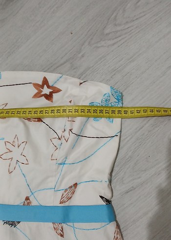m Beden 2000 ler Nakışlı Beyaz vintage Elbise