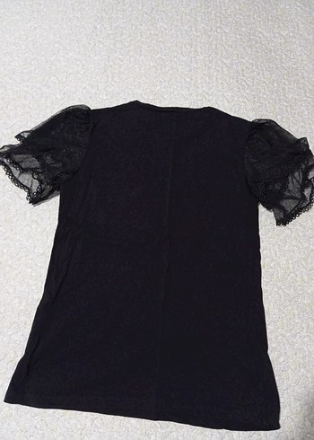 Trendyol & Milla Dantelli Kısa Kollu Siyah Gotik Bluz
