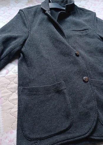 Gri Erkek Düğmeli Yün Ceket - Görsel 5