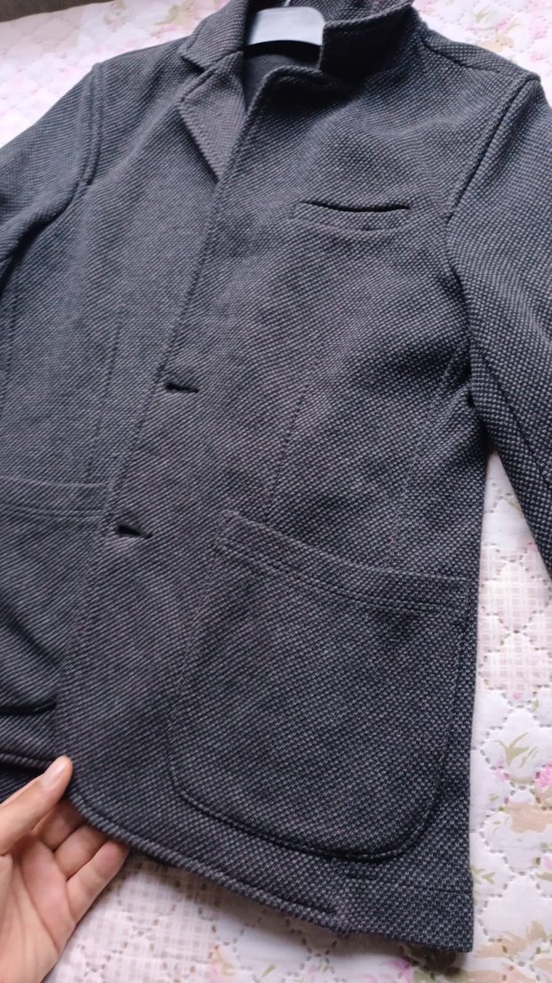 Gri Erkek Düğmeli Yün Ceket - Görsel 4