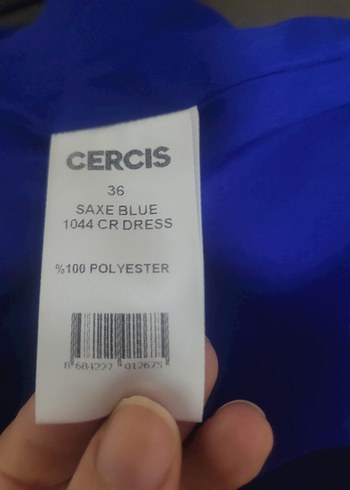 Drapeli Saks mavisi Uzun Abiye Elbise - Görsel 5