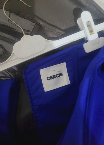 Drapeli Saks mavisi Uzun Abiye Elbise - Görsel 4