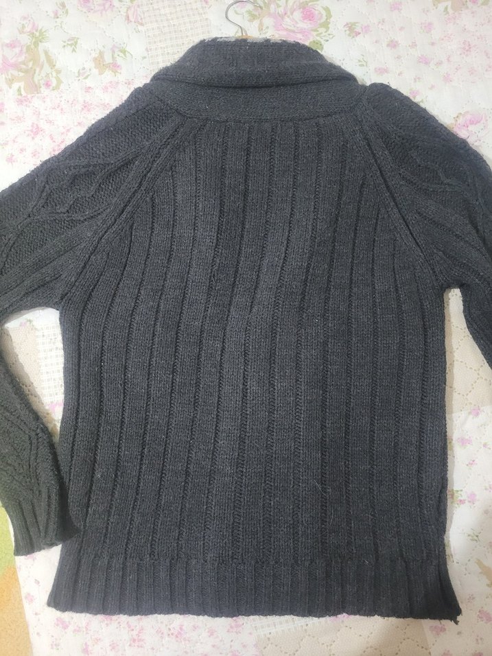 Gri Erkek Örgü Hırka Altı Düğmeli - Görsel 5