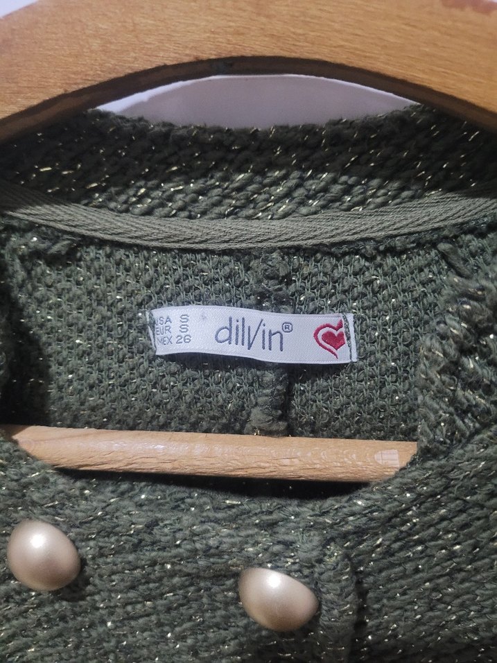 Düğmeli Yeşil Triko Kadın Ceket - Görsel 3