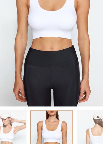 Beyaz V Yaka Kolsuz Mini Spor Üst - Görsel 3