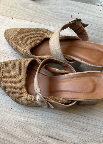 Bej Keten Kadın Dolgu Topuk Espadril - Görsel 3