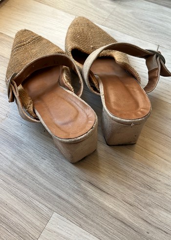 Bej Keten Kadın Dolgu Topuk Espadril - Görsel 4