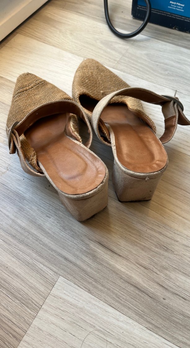 Bej Keten Kadın Dolgu Topuk Espadril - Görsel 4