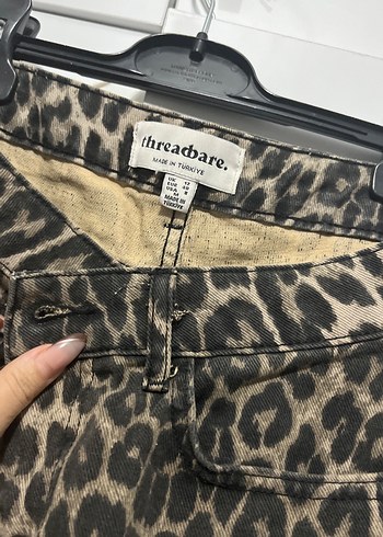 Kahverengi Leopar Desenli Kadın Pantolon - Görsel 3