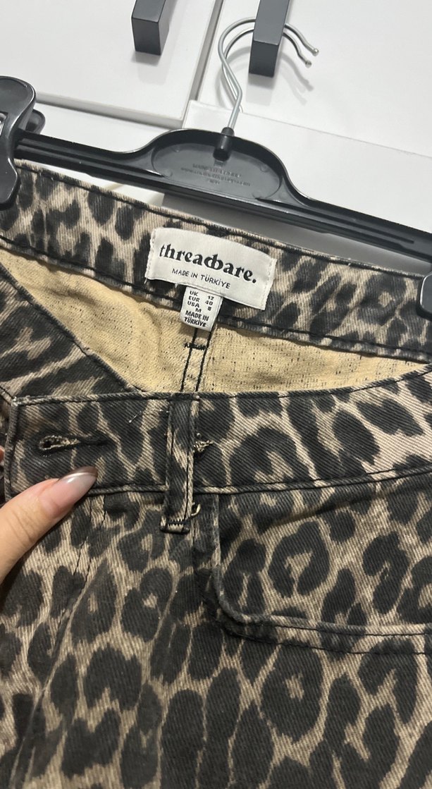 Kahverengi Leopar Desenli Kadın Pantolon - Görsel 3