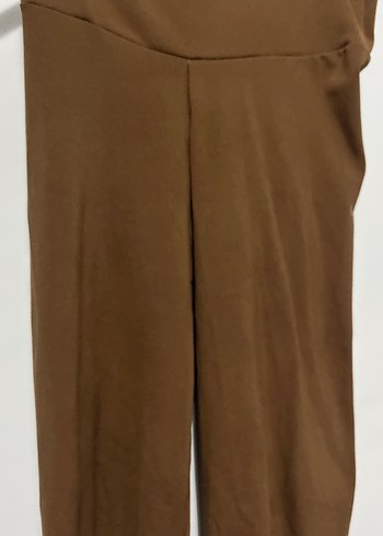 Kahverengi Süet Midi Kadın Tayt - Görsel 3