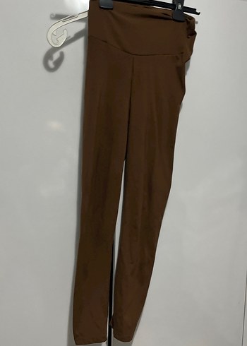 Kahverengi Süet Midi Kadın Tayt - Görsel 2