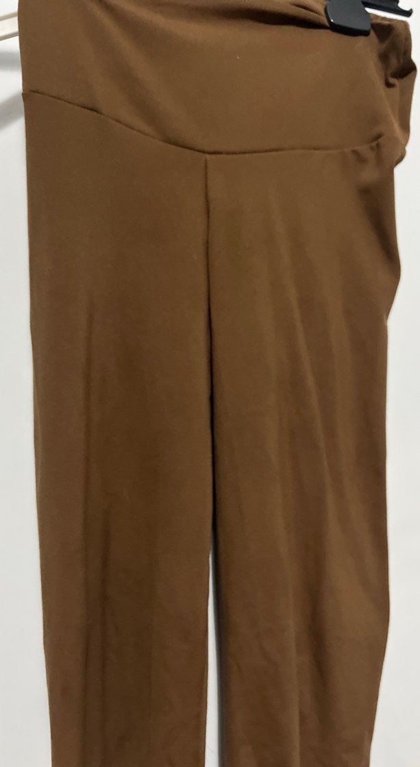 Kahverengi Süet Midi Kadın Tayt - Görsel 3