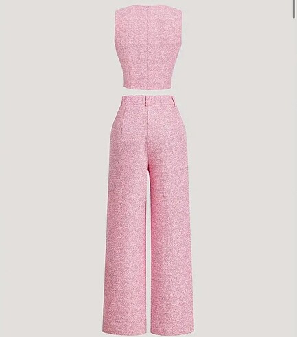 Sheinside Pembe Pantolon Yelek Takım
