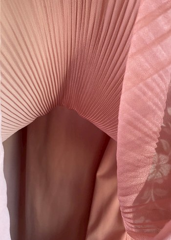 l Beden pembe Renk Piliseli Uzun Kollu Pembe tunik bol