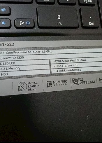 Beden Siyah Acer Dizüstü Bilgisayar