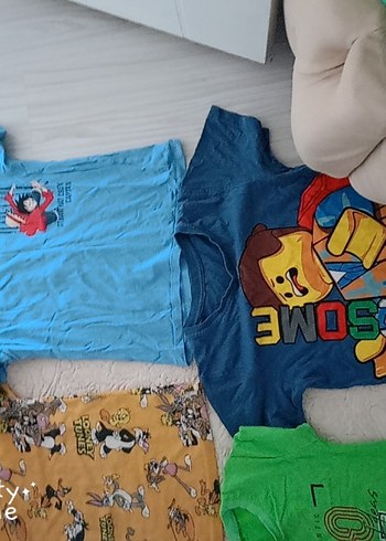 Erkek Çocuk Renkli Baskılı Kısa Kollu Tişört - Görsel 4