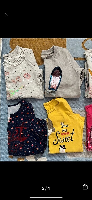 5 Yaş Beden 12 adet 4-5 yaş kız çocuk sweatshirt ve kazak