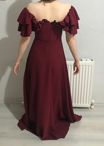 Bordo Abiye Elbise - Görsel 2