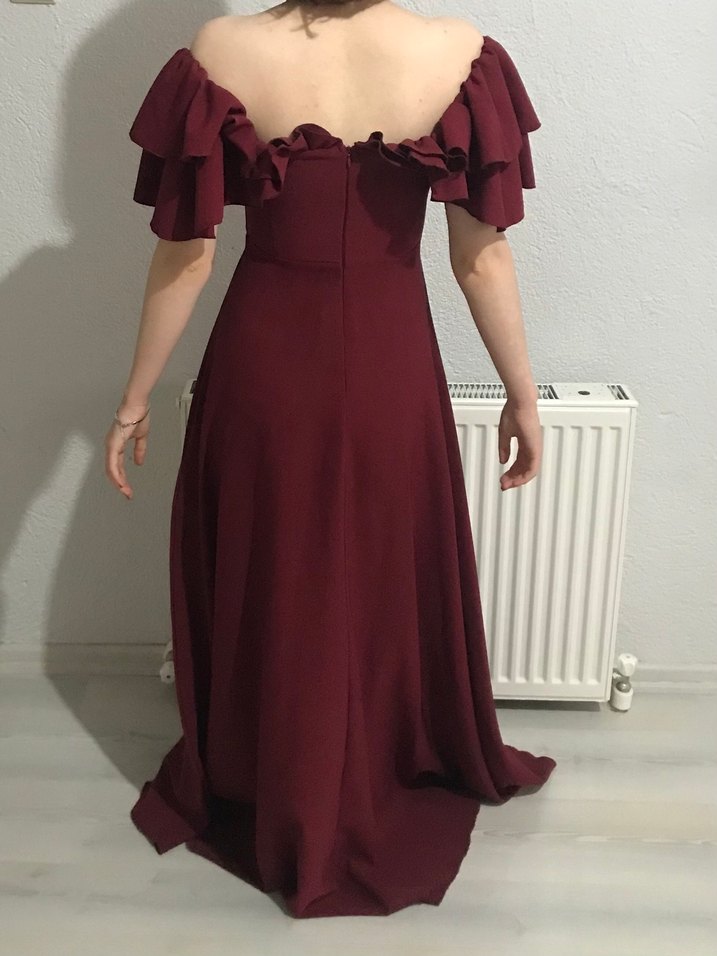 Bordo Abiye Elbise - Görsel 2