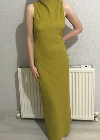 Yağ Yeşili Uzun Elbise - Görsel 2