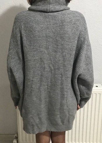 Gri Boğazlı Triko Kazak Elbise - Görsel 2