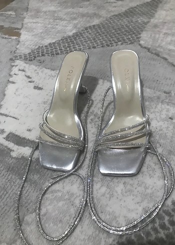 Taşlı abiye topuklu ayakkabı - Görsel 7